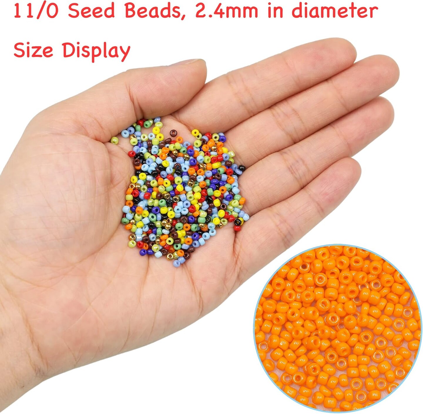 11/0 Glass Seed Beads Kit – 14,400PCS 24-Color Assorted Craft Beads with Needles & Thread for Bracelet, Necklace, Earring & DIY Jewelry Making