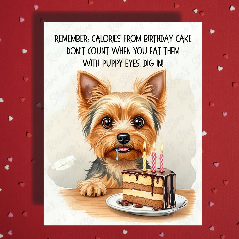 Funny Birthday Greeting Card Happy Birthday Yorkie Dog Lovers Gift Ideas  for Her or Him Friend | MakerPlace by Michaels, image size:1080x1080