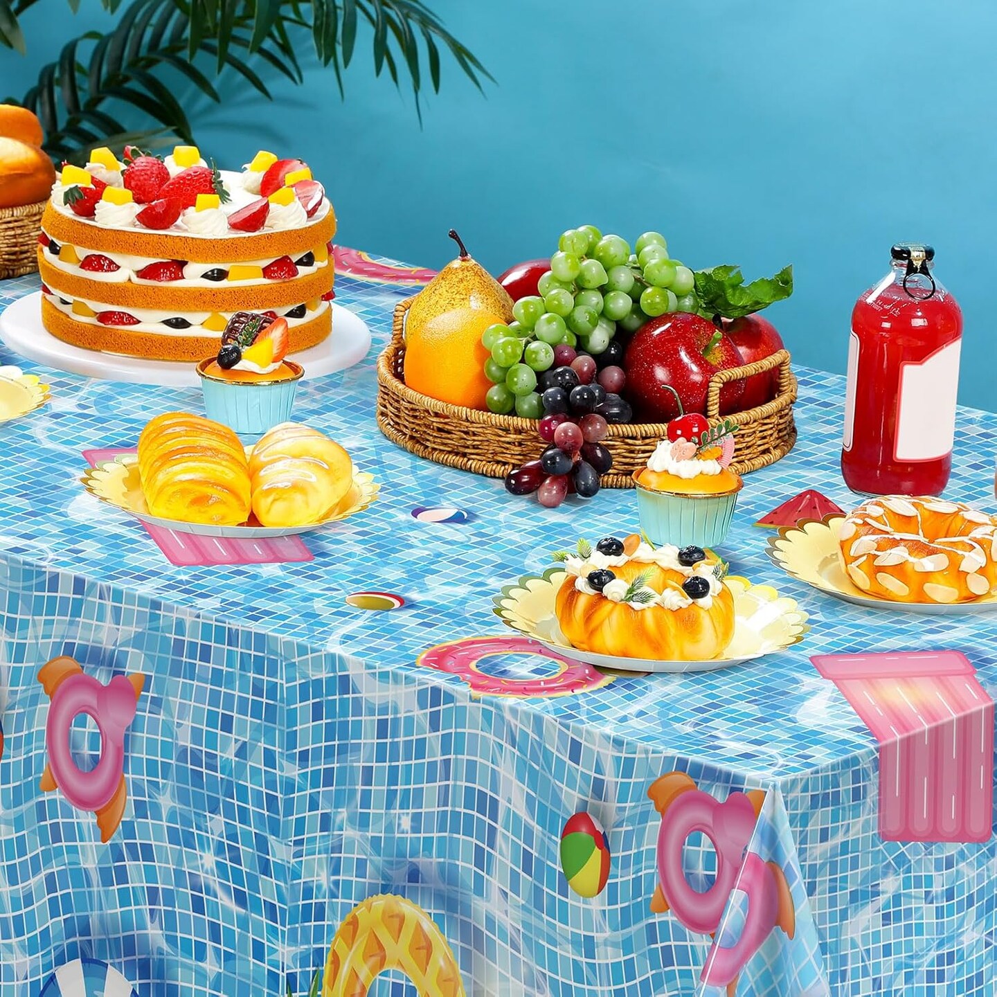 3 Pcs Summer Beach Tablecloths Pool Party Table Covers ( 54 x 108 Inch)