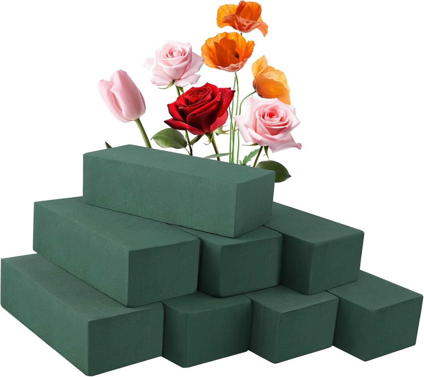 6Pcs Floral Foam Blocks for Fresh and Artificial Flower Arrangements, (Larger Size 8.86" L x 4.13" W x 2.76" H) Flower Foam Bricks Florist Foam for Valentine's Day,Wedding, Birthday,Home, Office