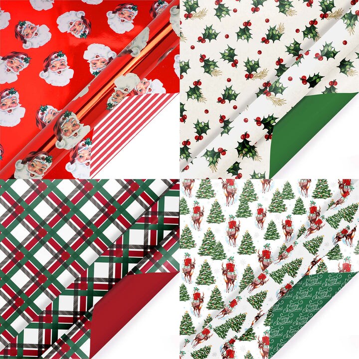 LaRibbons 30" x 10' Wrapping Paper Bundle (4-pack) | Vintage Christmas