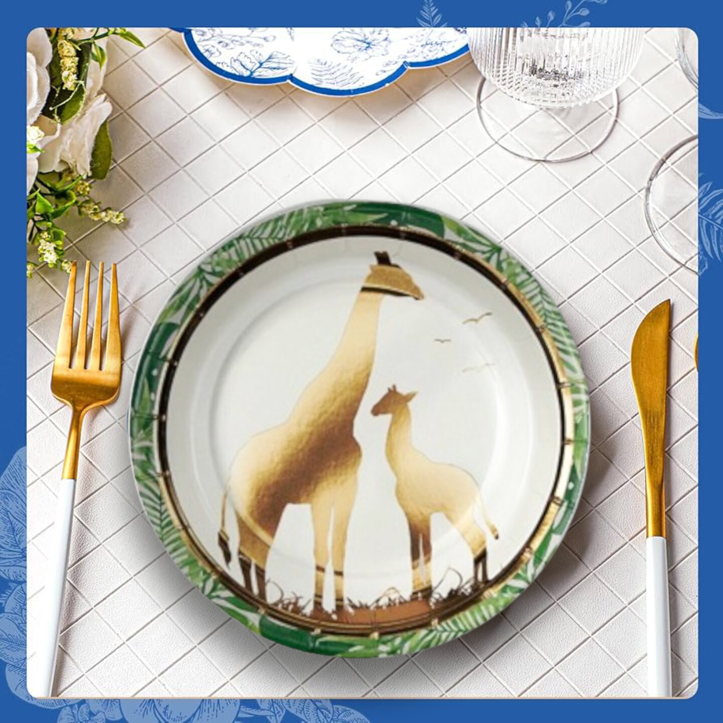 Sophisticated Safari Giraffe Paper Dessert Plates 8 Count Jungle Theme 7 Inch