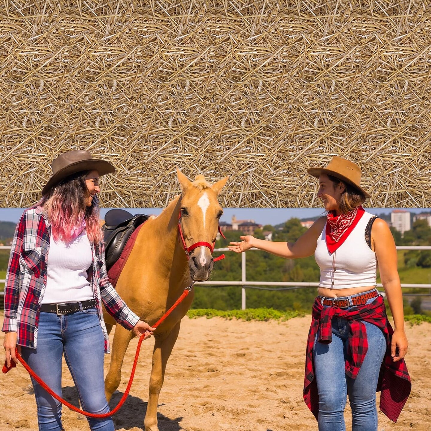 3 Pcs Straw Farm Hay Table Cover Western