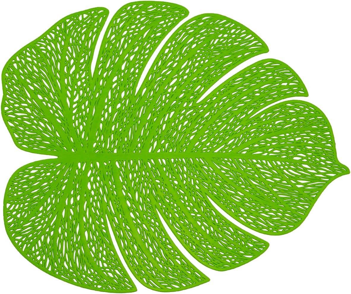 Green Placemats Set of 6 Palm Leaves