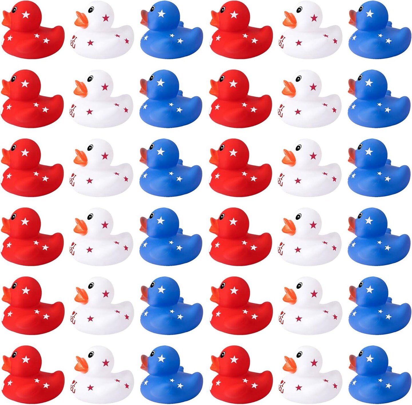 36 Pcs Patriotic Rubber Ducks, 4th of July Rubber Duck,2 Inch Red White Blue Star Float Ducky for Independence Day,Memorial Day Baby Shower Pool Party