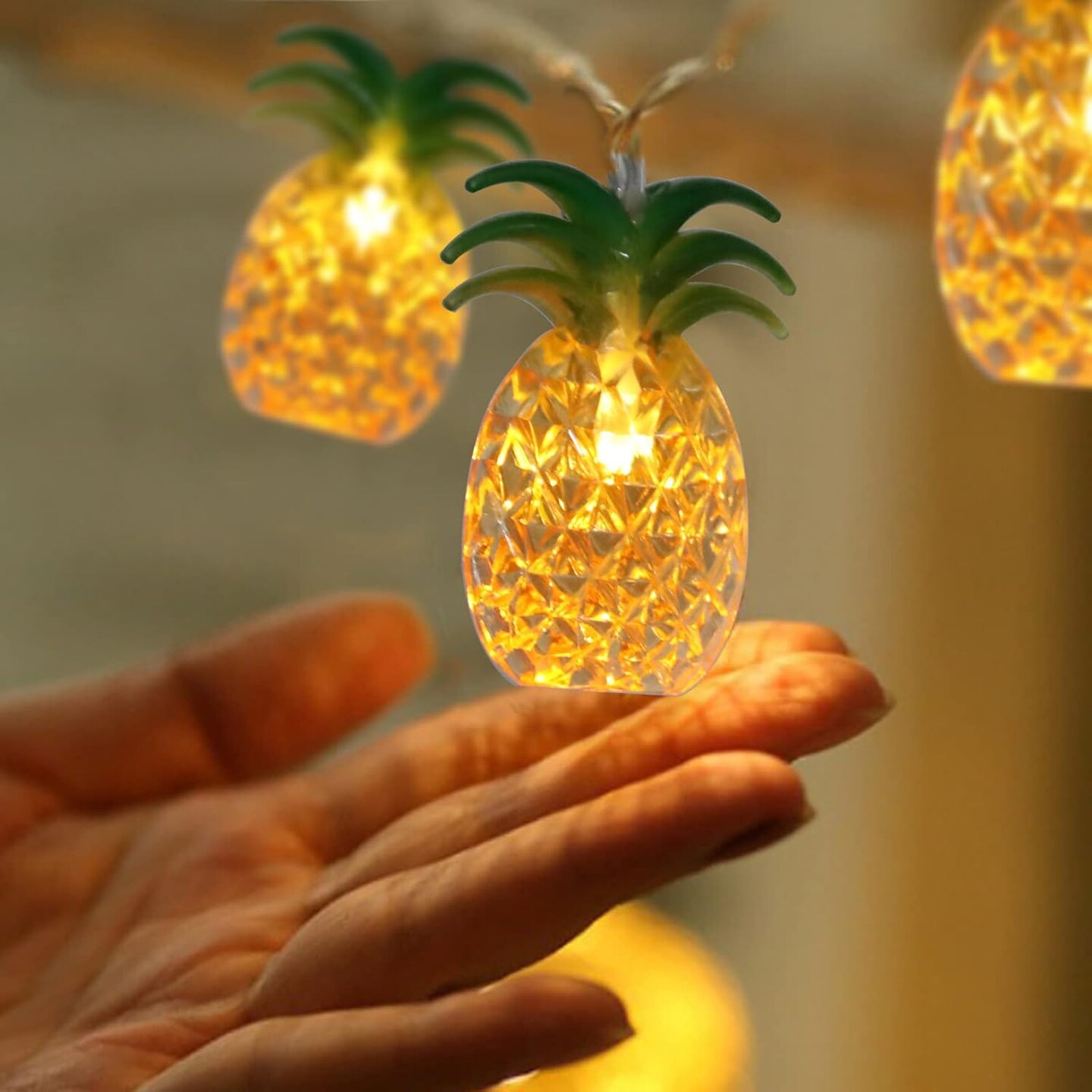 2 Packs Pineapple String Lights - Battery Operated with 20 Fun Patio Lights for Party