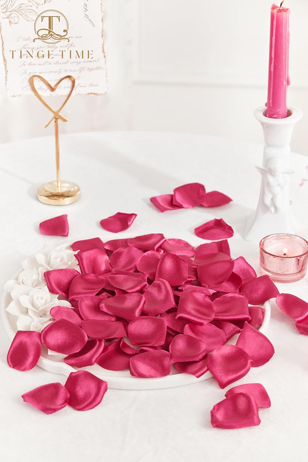 300pcs Silk Rose Petals Hot Pink Heart Flower Petals