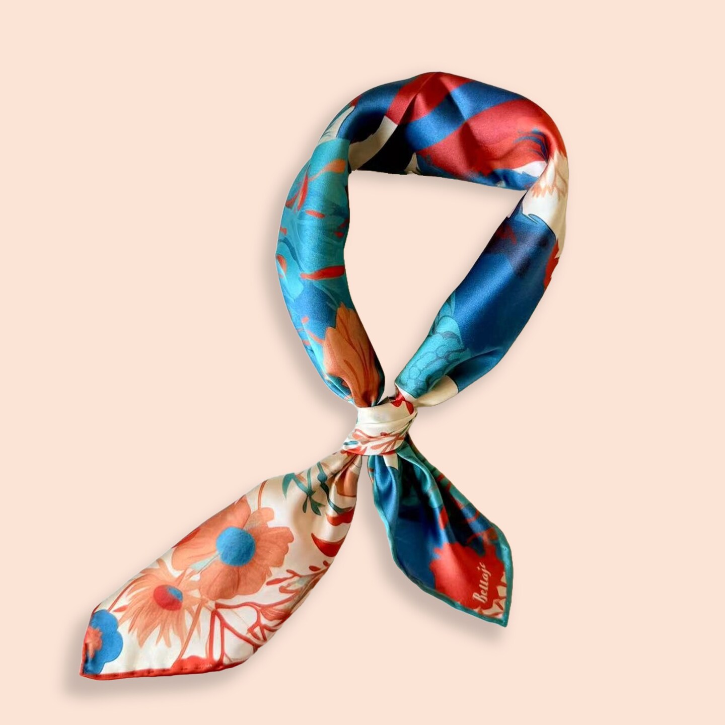 Pure Silk Square Scarf - Fox and Peacocks 27 In, Mulberry Satin
