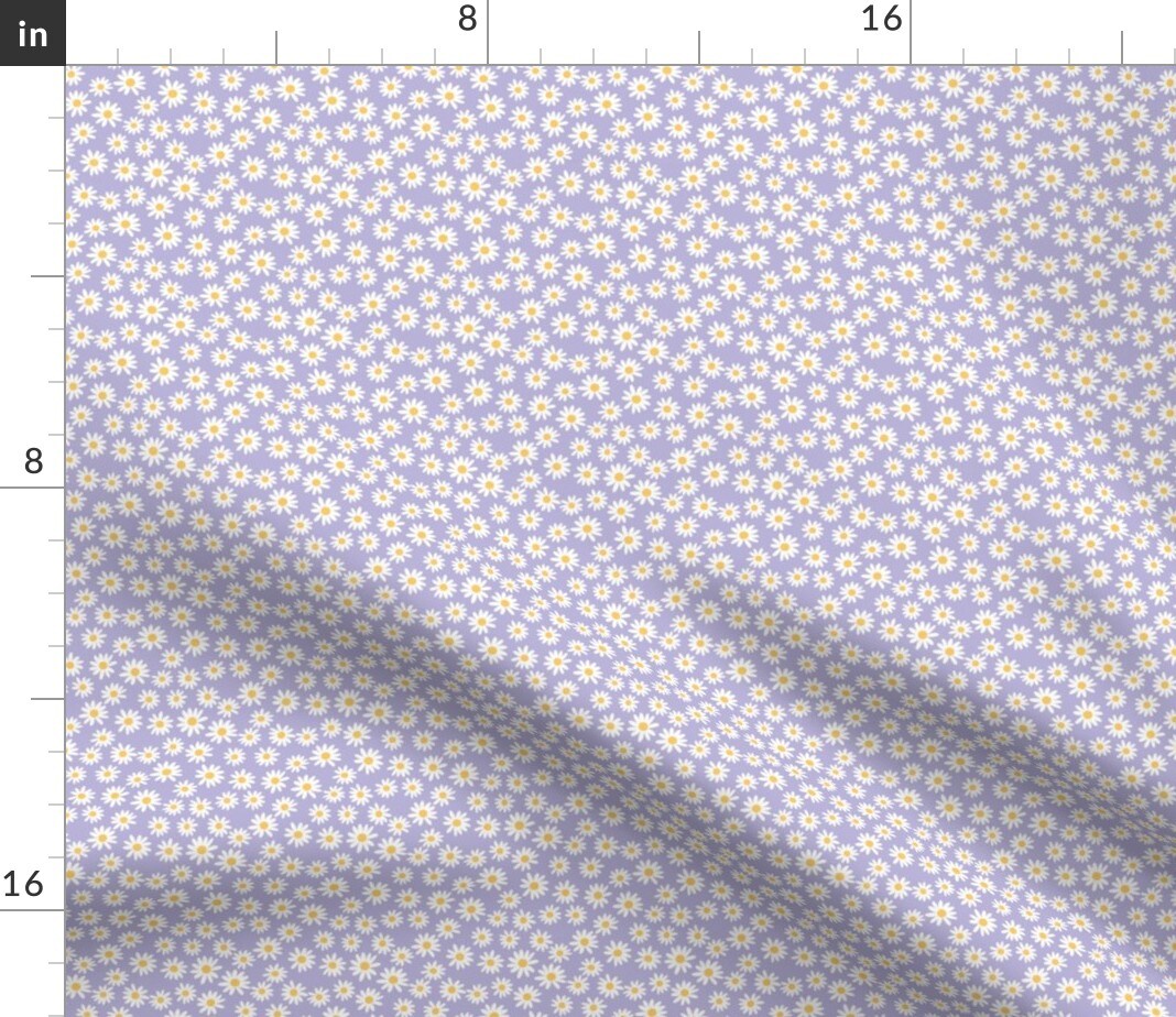 Floral Daisies Mini Dollhouse Flowers 90S Y2K Purple Lilac Spring Custom Printed Fabric by Spoonflower Various Fabrics by the Yard or Fat Quarter