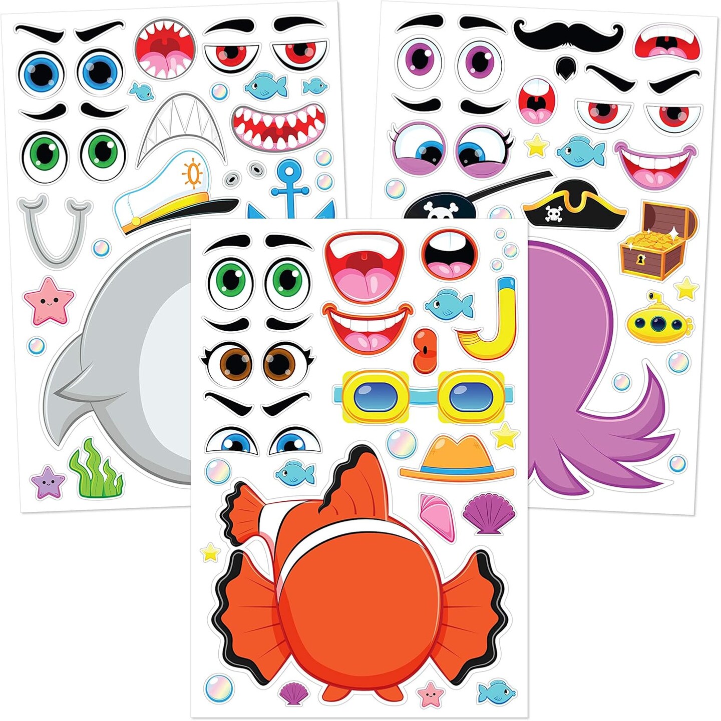 36 PCS 9&#x22;x6&#x22; Make a face Stickers for Kids