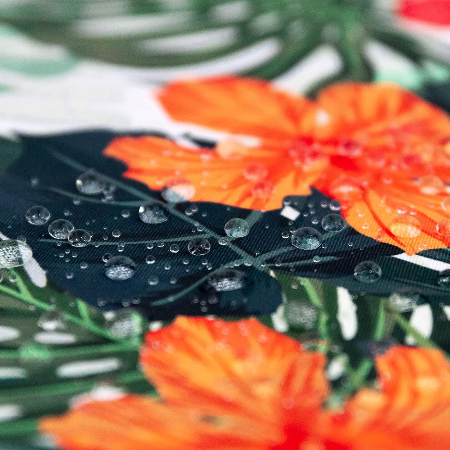 Tropical Round Tablecloth, Hawaiian Palm Tree Hibiscus Flowers Plants Tablecloths, Aloha/Luau Theme Party, Wipeable Waterproof Table Cloth for Family Dinners Patio Outdoor/Outside Events 50x50 Inch