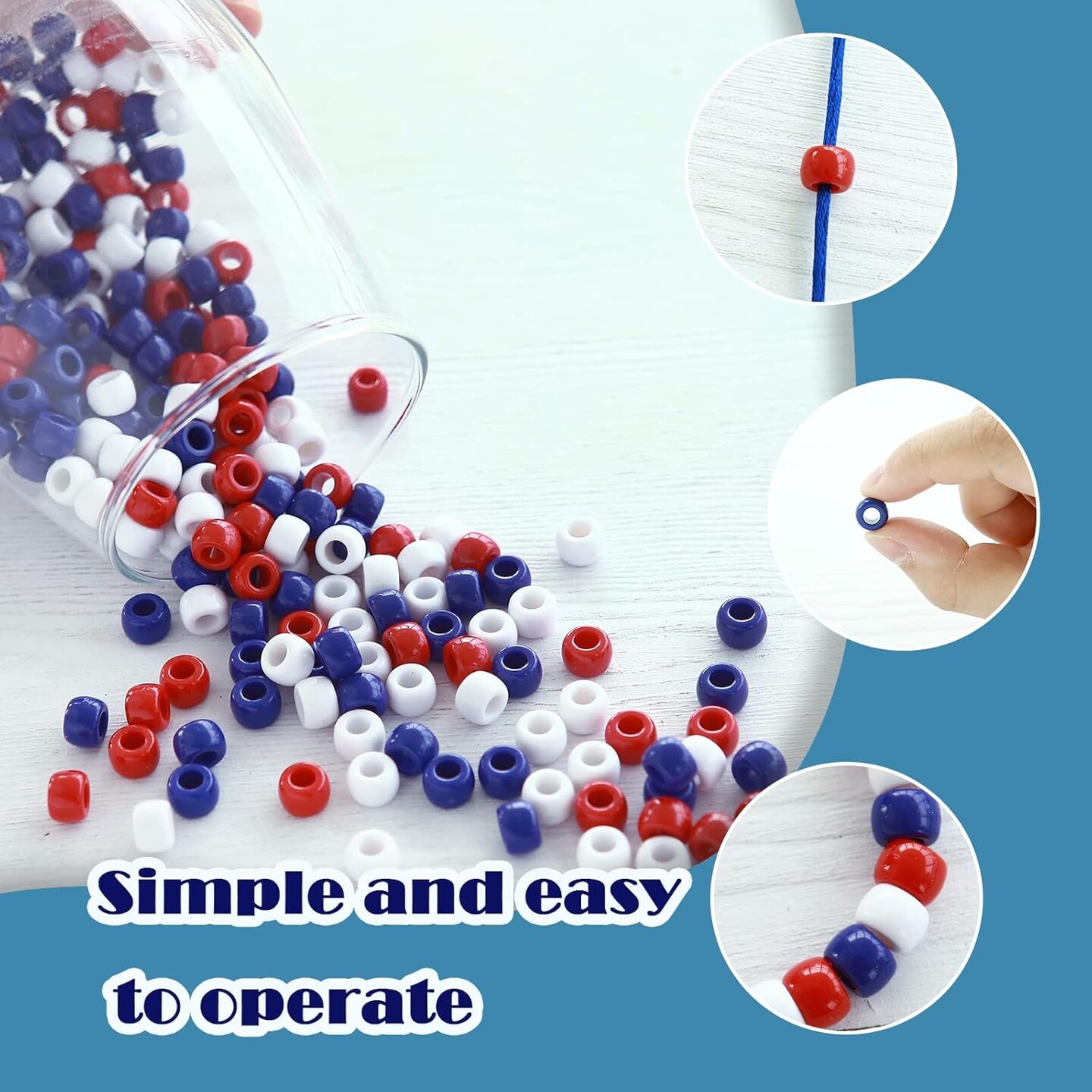 1000 Pcs Pony Beads Plastic Craft Beads