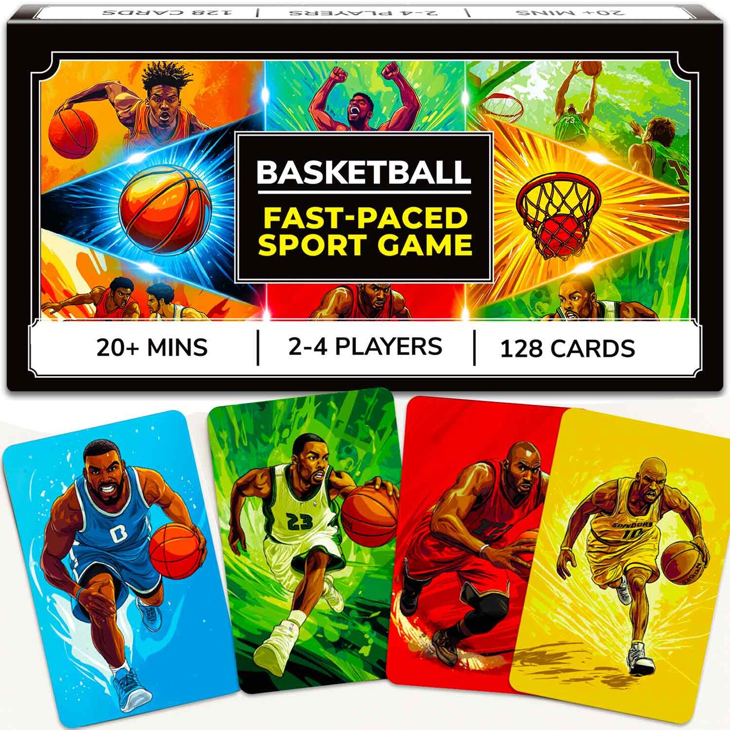 QUOKKA Basketball Fast-Paced Card Game for Kids & Adults – 128 Cards & Easy Rules – Quick & Fun Matching Game – 2-8 Players – Ages 8+ – Perfect for Family Games Night and Travel