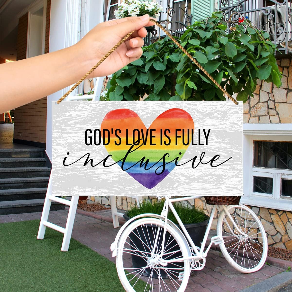LGBT Sign Decor, God's Love is Fully Inclusive, Lesbian Gay Pride Month