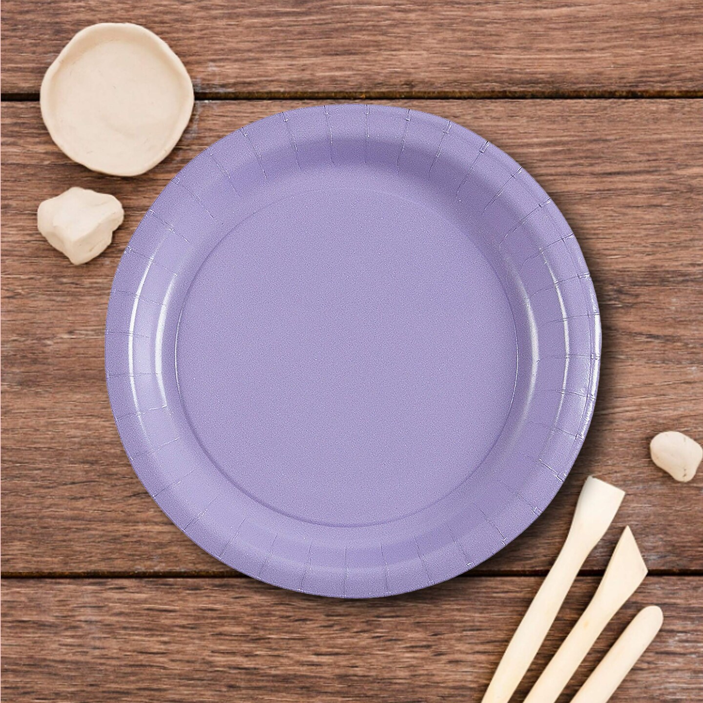 24 Count Lavender Color Round Paper Plates for Parties and Treats 7"