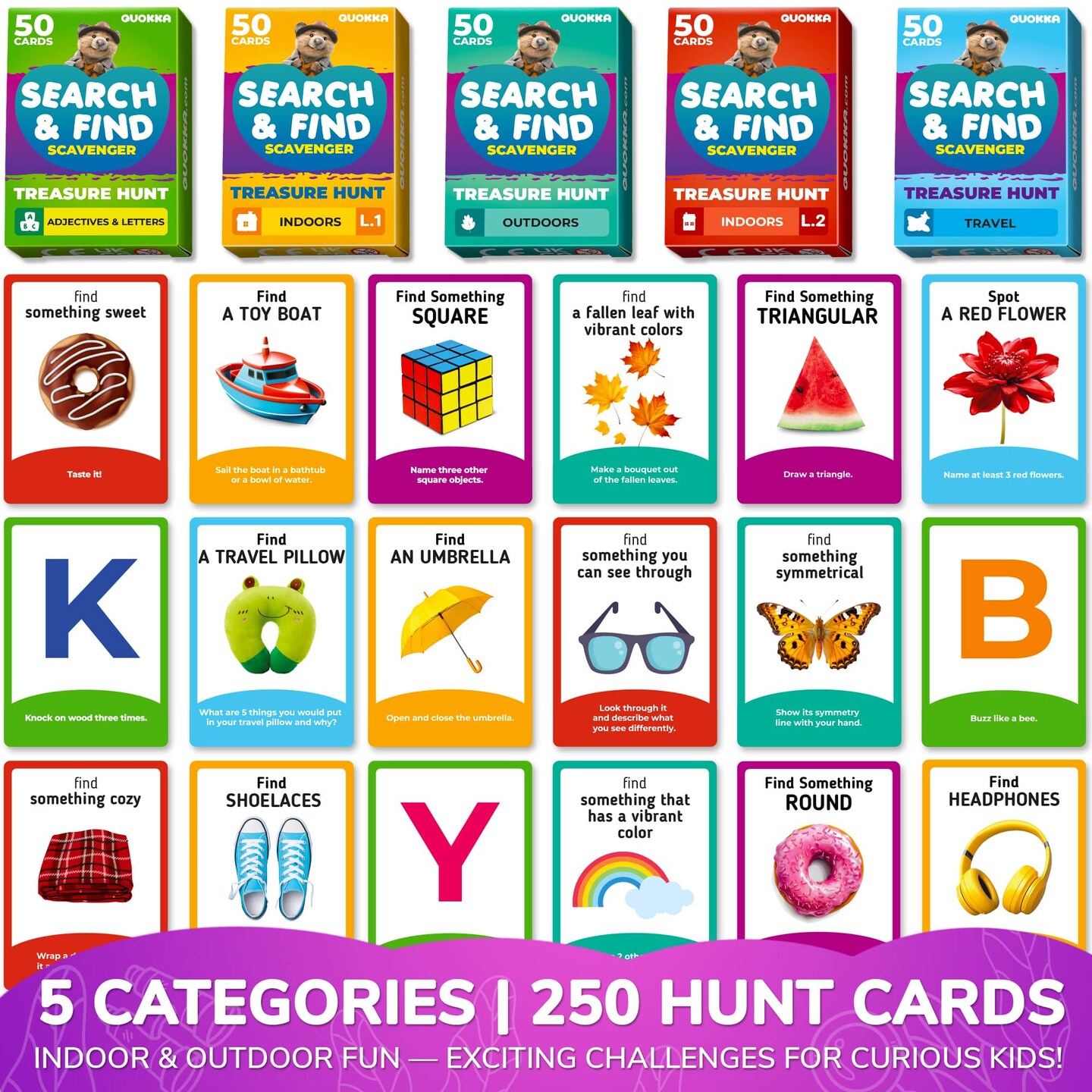 Scavenger Hunt Game 250 Cards for Kids | Indoor Outdoor Activities