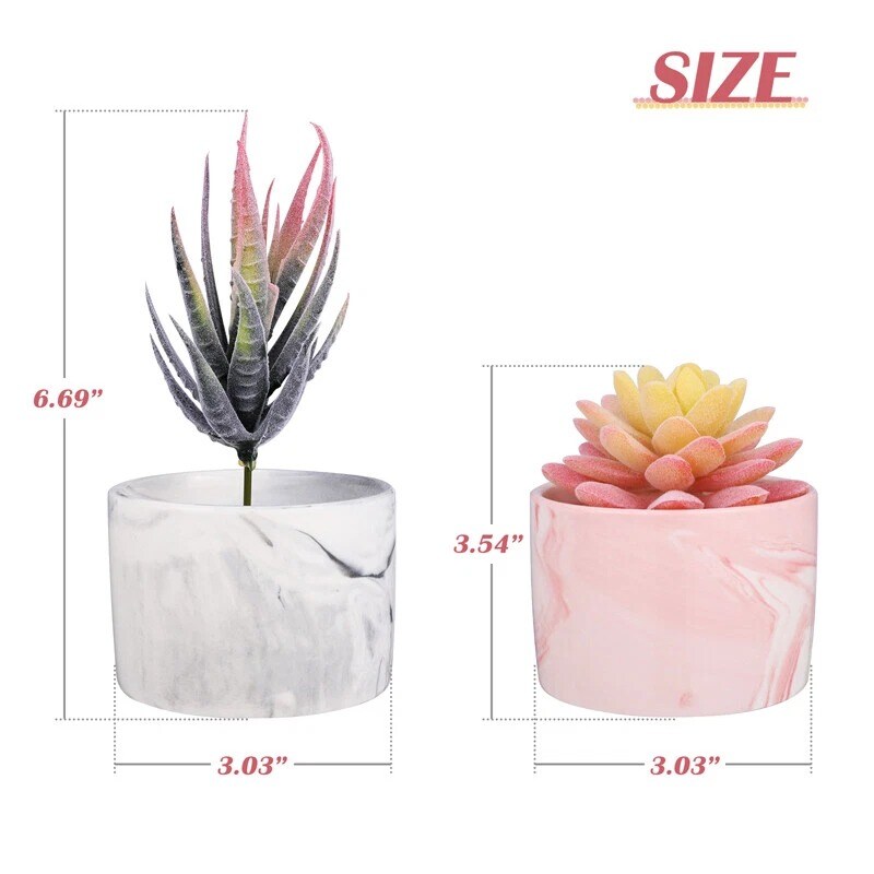 Set of 2 Mini Potted Artificial Succulent Plants