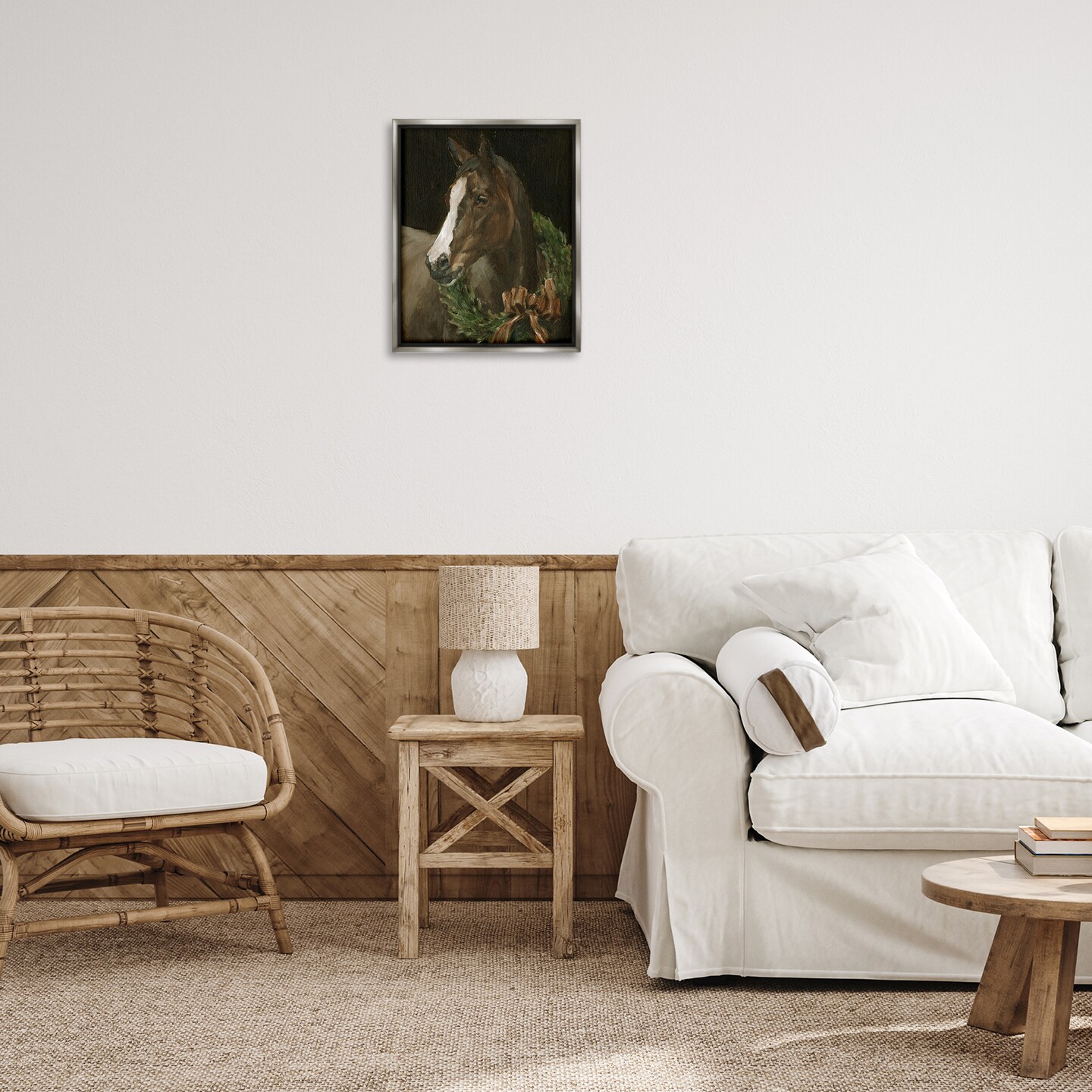 Stupell Industries Horse with Festive Wreath Floating Frame By Ethan Harper