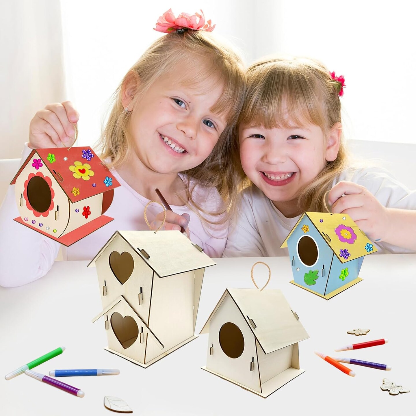 12 Sets DIY Wooden Birdhouse Craft Kit