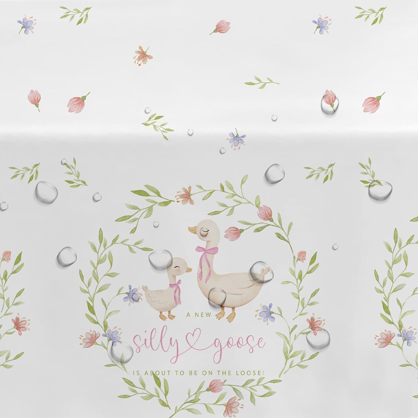 Pink Silly Goose Baby Shower Decorations Tablecloth