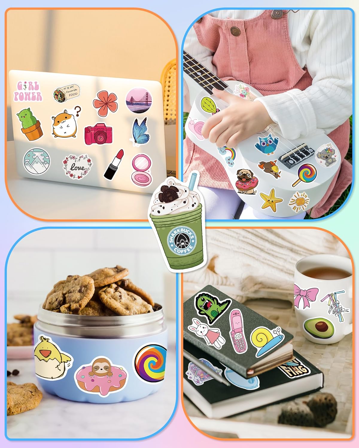 Sticker for Water Bottles, 300 Pcs/Pack Cute Vinyl Waterproof Vsco Laptop Stickers