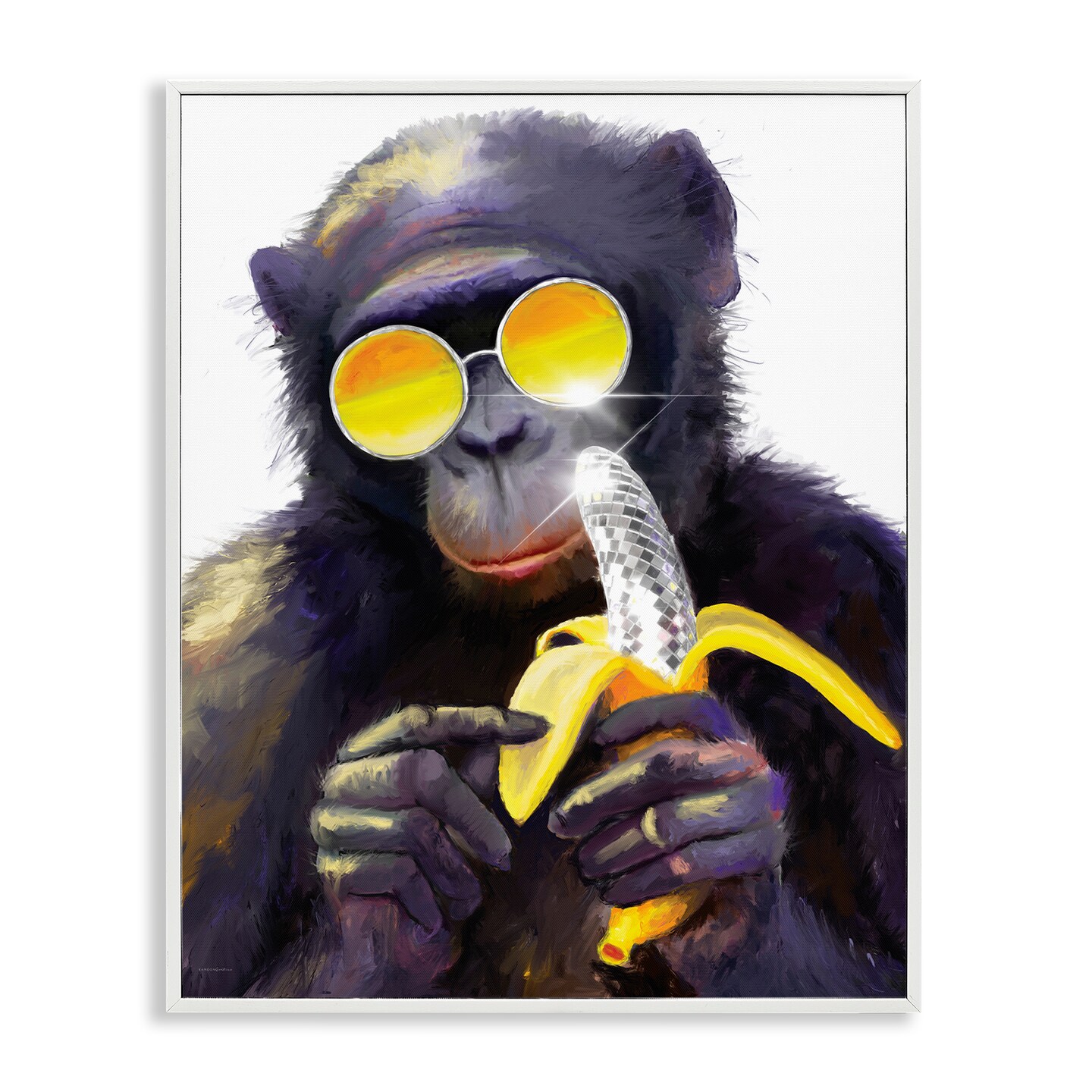 MONKEY MARK コズミック・パラシュート グラフィックアート A1サイズ Stupell Industries Cool Monkey with Disco Banana Framed Giclee By