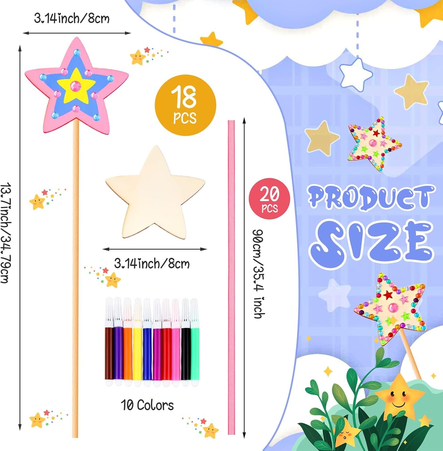 57 Pcs Star Princess Fairy Wands Craft Kits