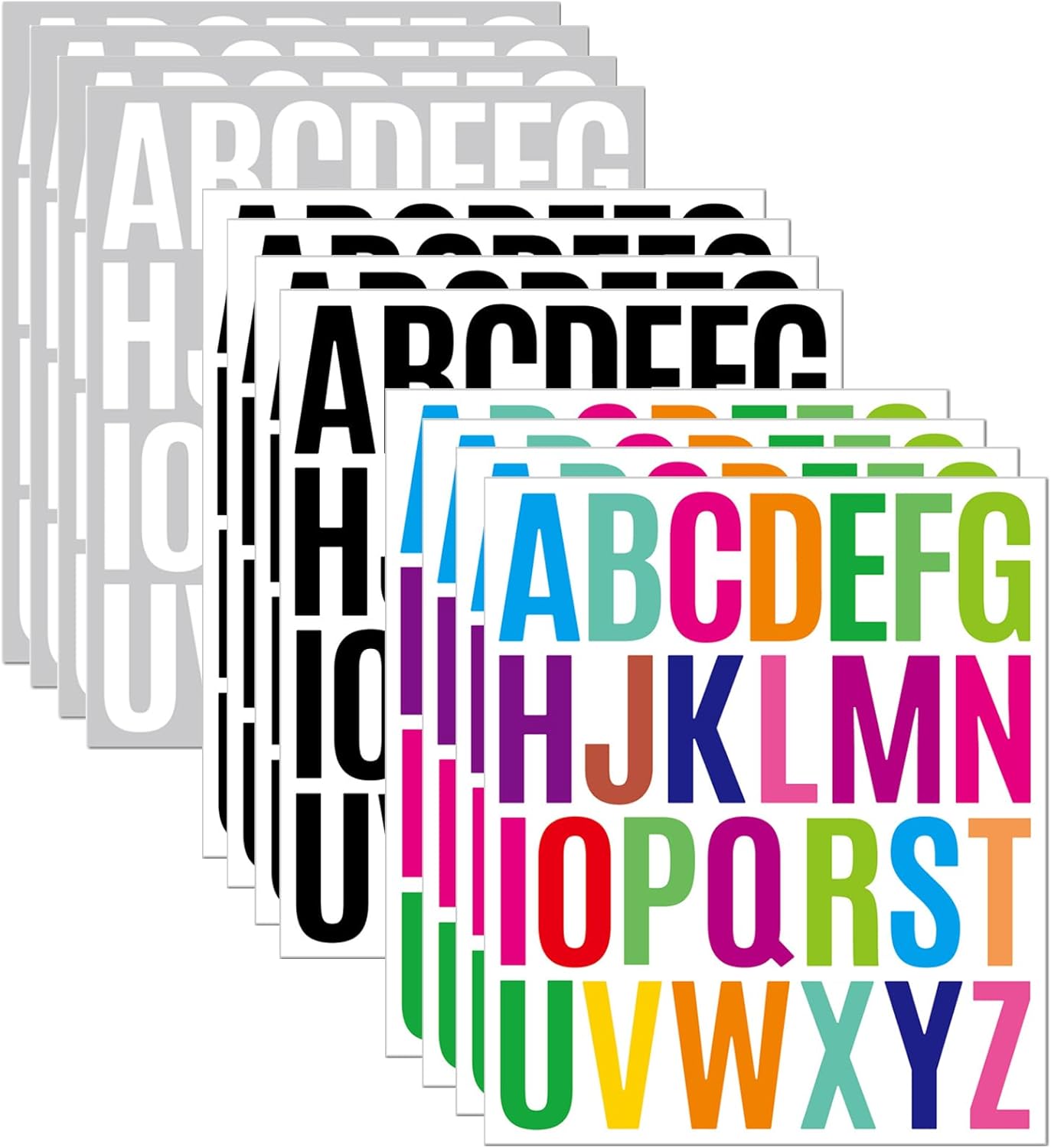 12 and 312 PCS Sheets Letter Alphabet Stickers Waterproof