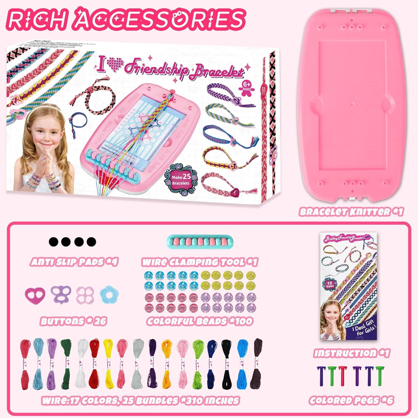 Friendship Bracelet Making Kit DIY Jewelry Making Kit for Kids