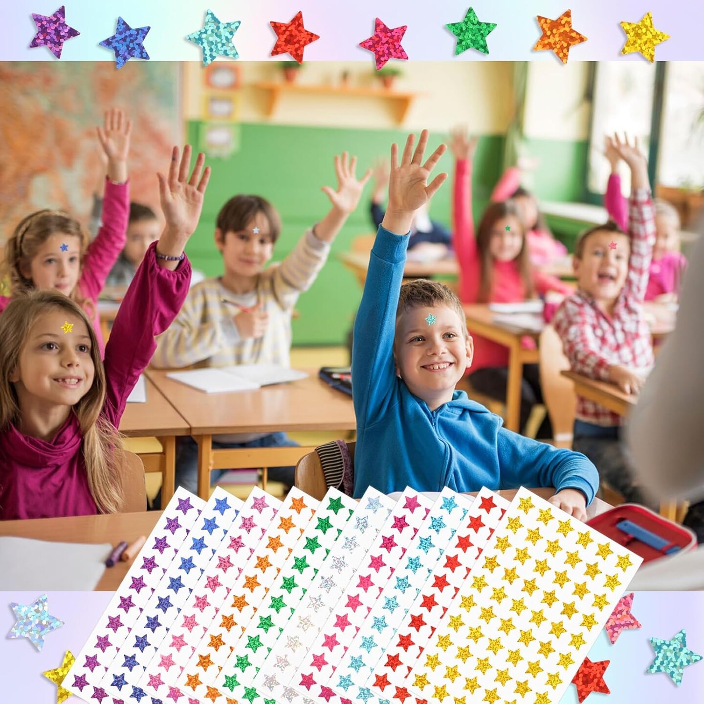 3000 PCS Holographic Star Stickers