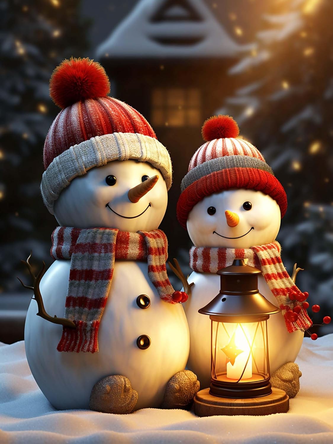 5D Diamond Art Kits for Adults Christmas - DIY Diamond Painting Snowman (12x16 inch)