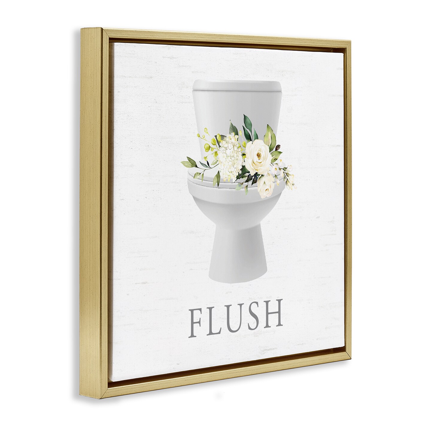 Stupell Industries Flush Floral Toilet Floating Frame By Lettered and Lined