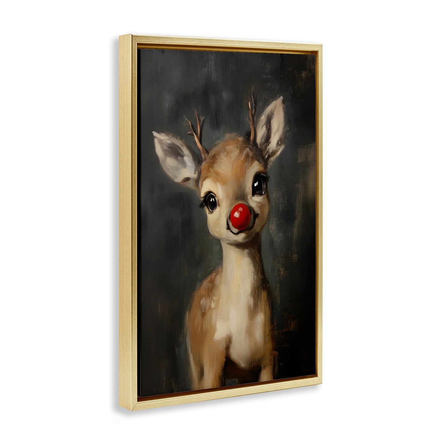 Stupell Industries Red Nose Baby Reindeer Floating Frame By Lettered and Lined