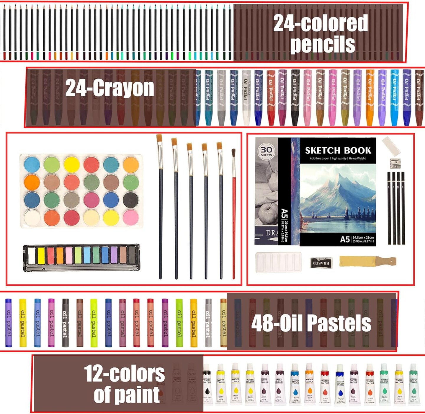 Wooden Art Set Crafts Drawing Painting Coloring Kit