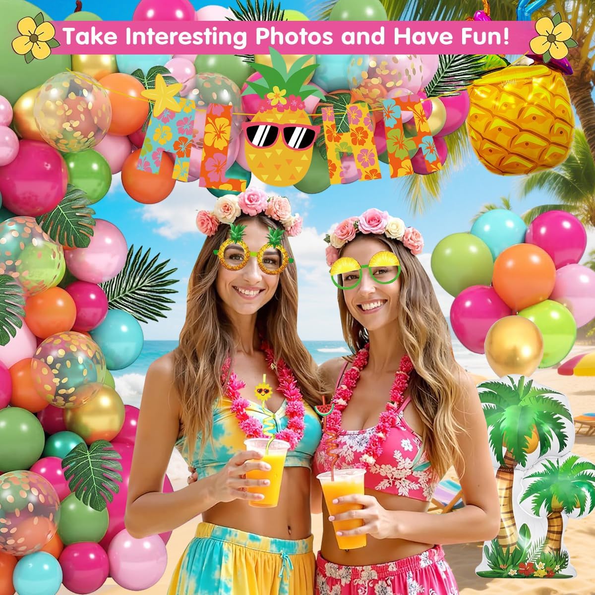 200 PCS Summer Tropical Party Decorations