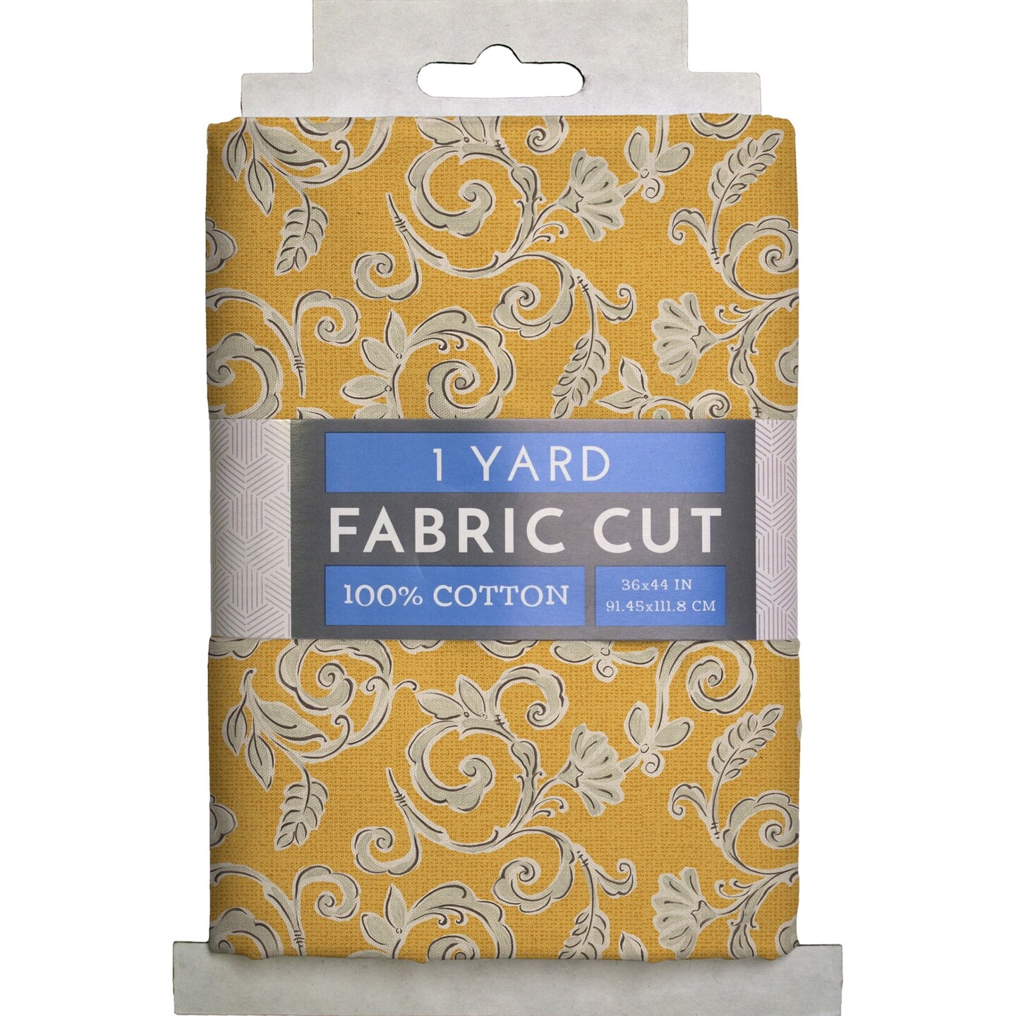 DAVID TEXTILES SWIRLY FLORAL GOLD COTTON 1 YD CUT