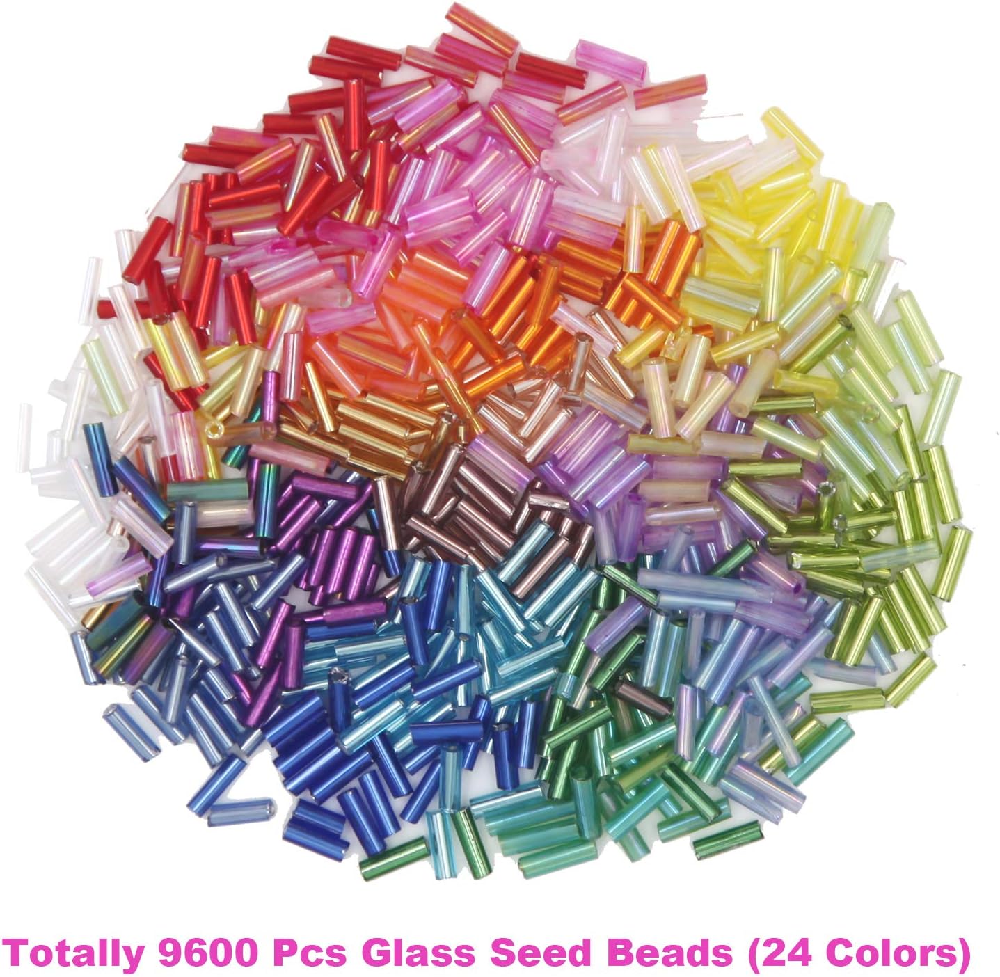 9600pcs Tube Beads Kit Glass Bugle Seed Beads Small Craft Beads