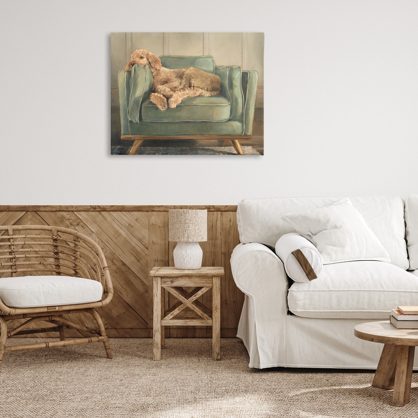 Stupell Industries Labradoodle Lounging on Sofa Canvas By Ethan Harper