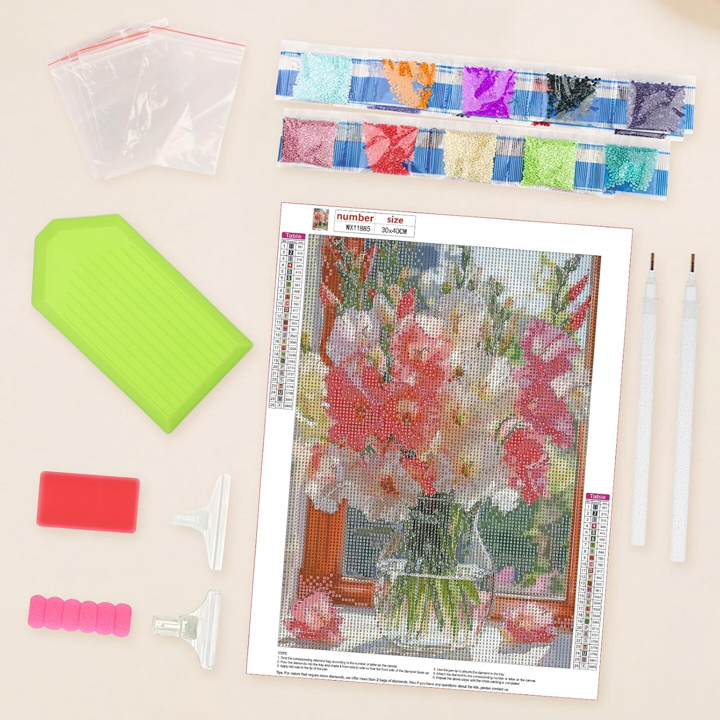 Gladiolus Flowers Diamond Art Kits for Adults, 12x16 inch