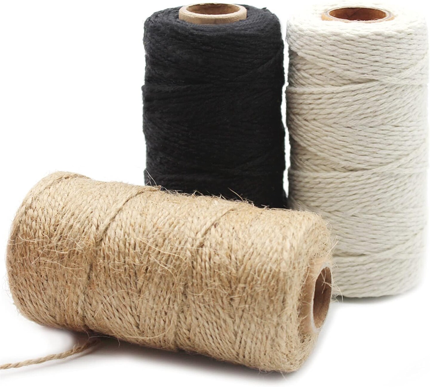 3 Cotton Twine - Natural Jute Packing &#x26; Wrapping Twines (Black, White)
