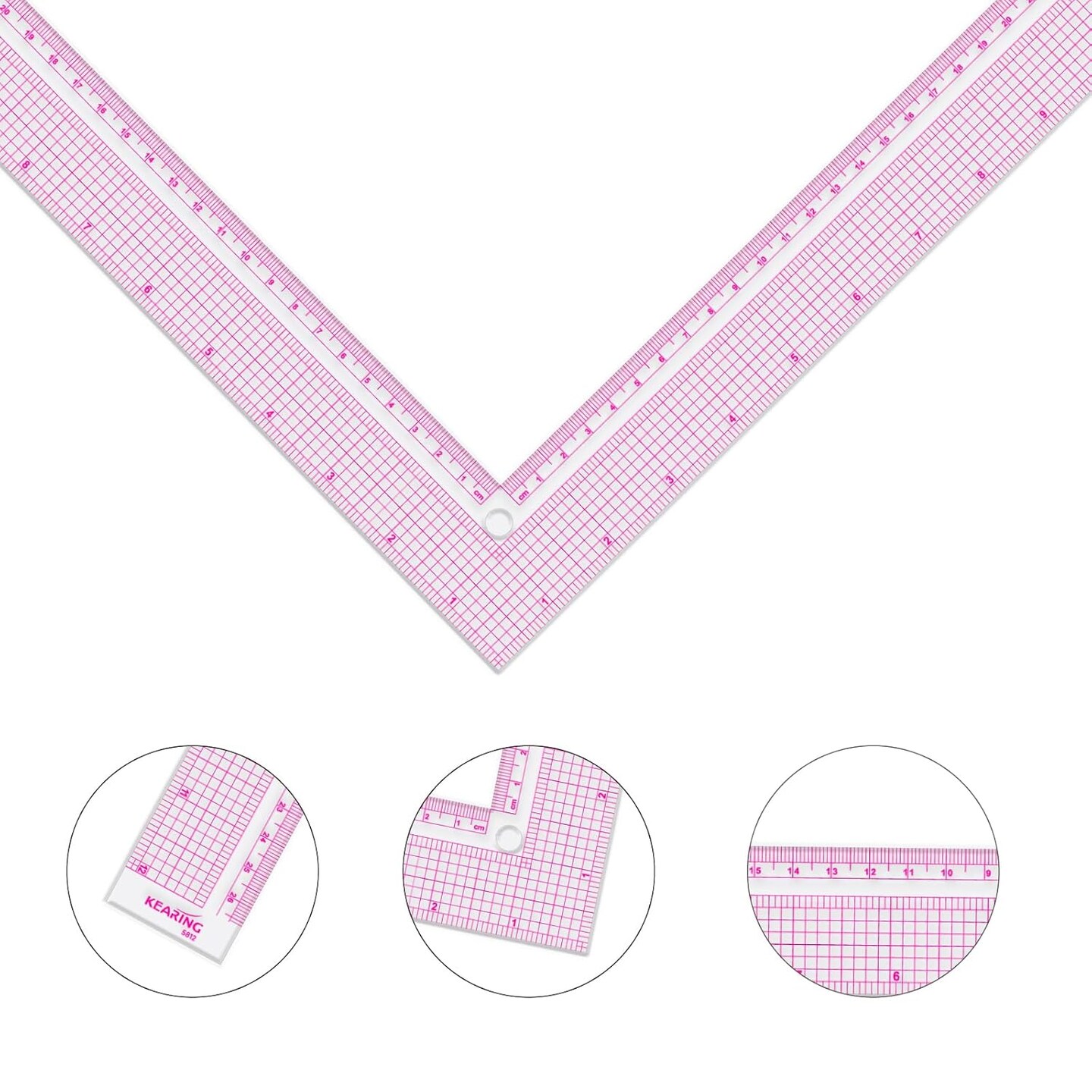 Kearing&#xAE; 12&#x22; Plastic L Square Ruler for Sewing - L Shaped Ruler