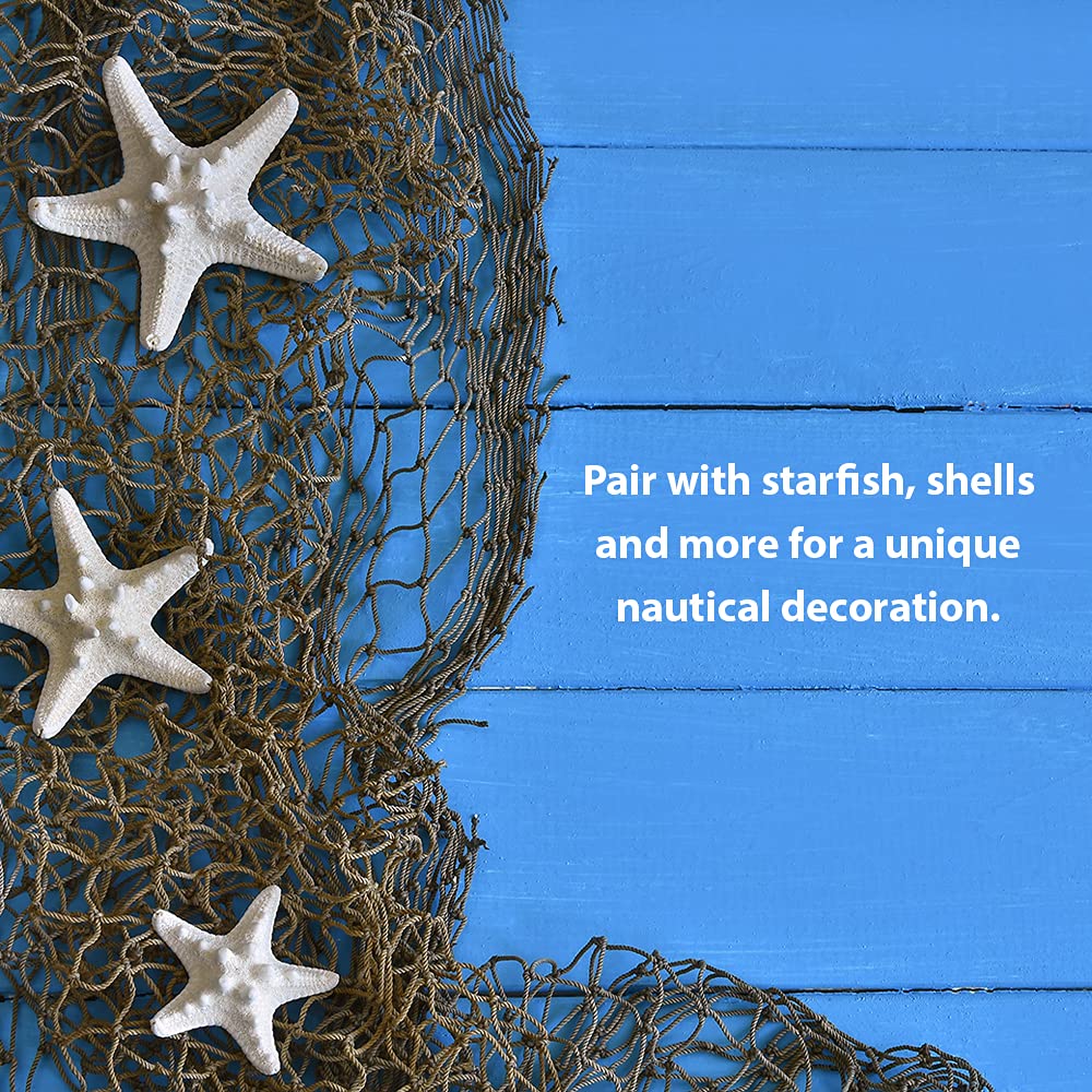Fishing Net Decor &#x2013; Real Repurposed 5x7ft Fishing Net for Wall with 5 Finger Starfish 3&#x22;-4&#x22;, Beach Party &#x26; Nautical Decorations &#x2013; Authentic Fish Netting for Pirate &#x26; Mermaid Themes &#x2013; Indoor Outdoor Coastal Home D&#xE9;cor