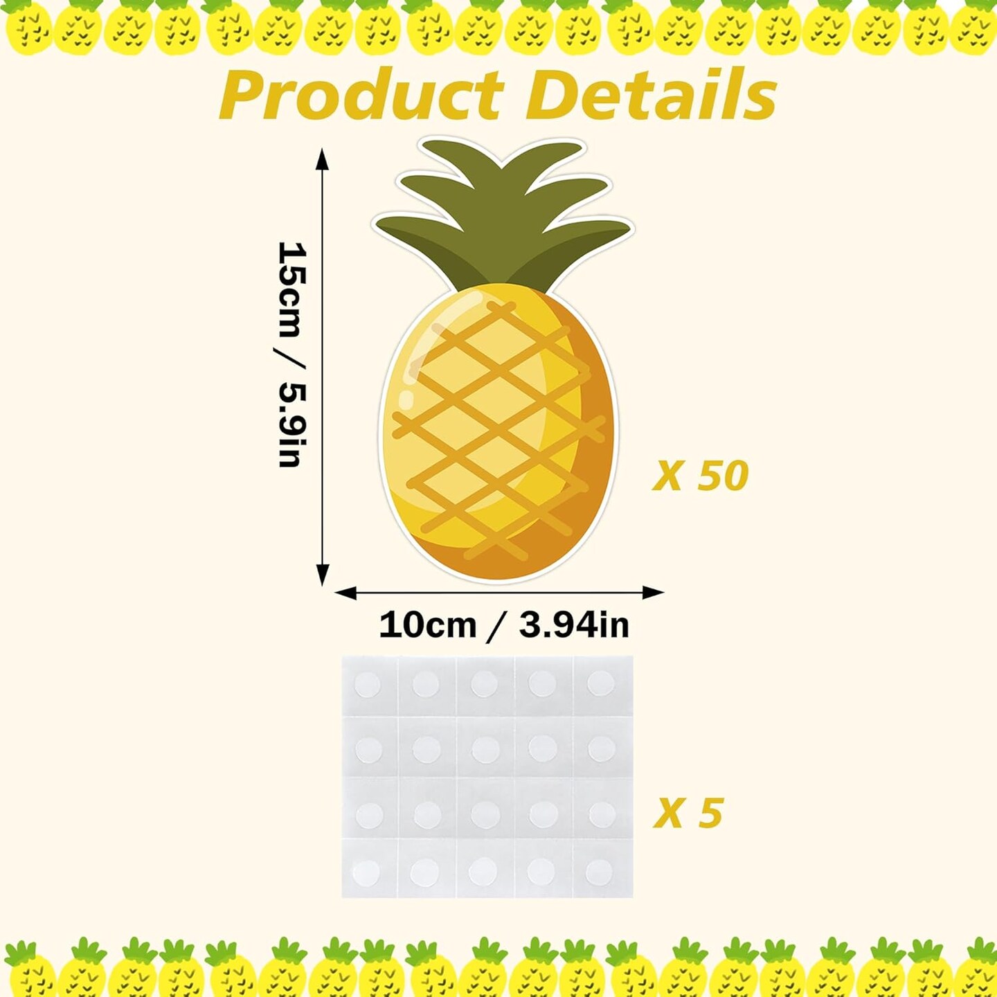 50 PCS Pineapple Cutouts for Bulletin Board Decorations