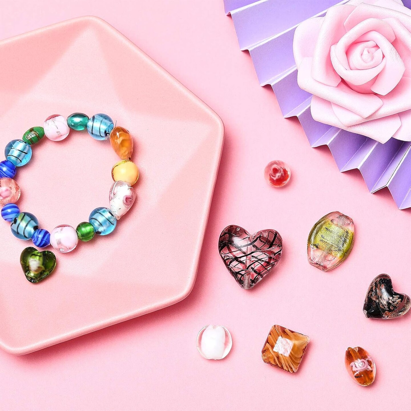 100 Pieces Assorted Glass Beads for Jewelry Making Adults