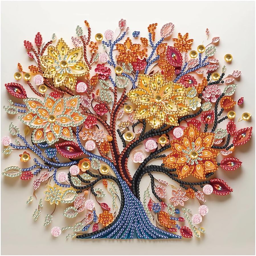 5D Tree of Life Special Shape Diamond Art for Beginners,12×12inch