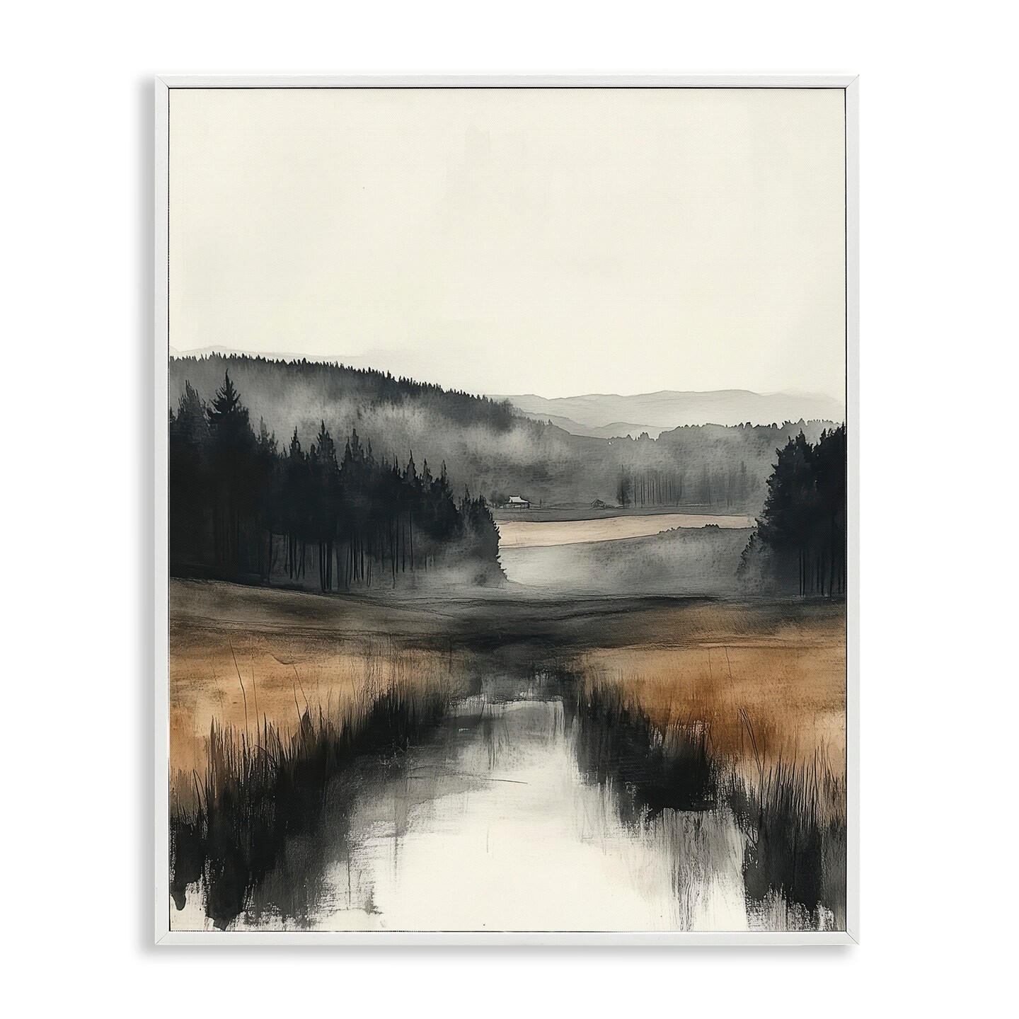 Stupell Industries Sepia Countryside Landscape Framed Giclee By Annabelle Hall