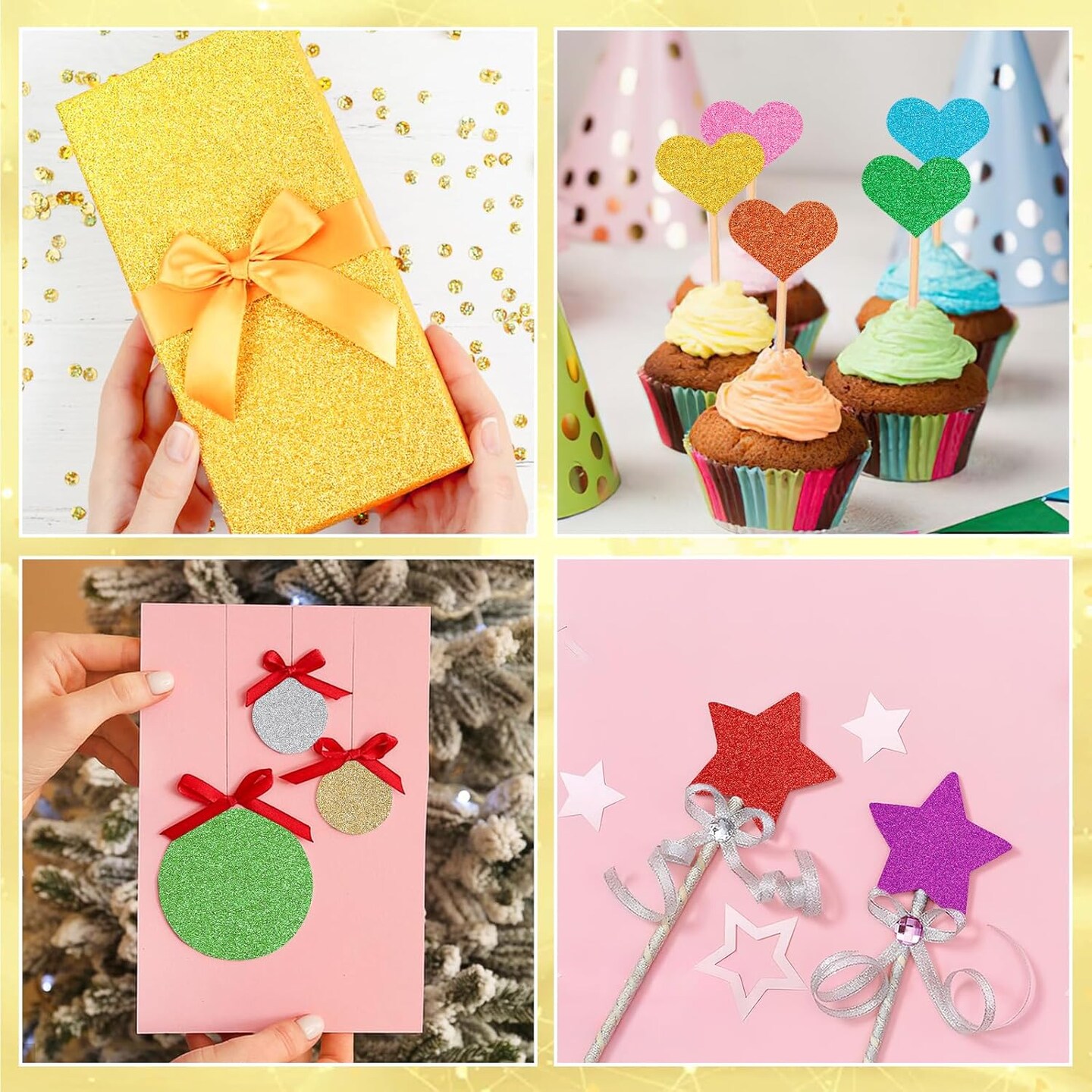 15 Pack Self Adhesive Glitter Foam Sheets for Crafts
