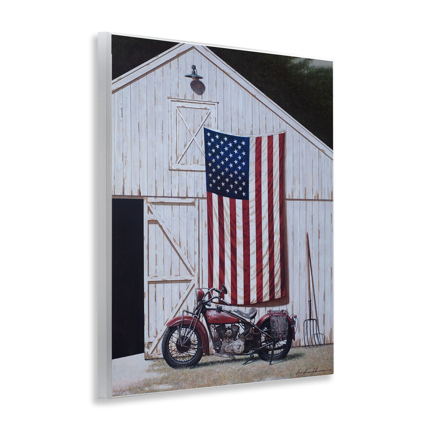 Stupell Industries American Flag & Motorcycle Wall Plaque By Zhen-Huan Lu