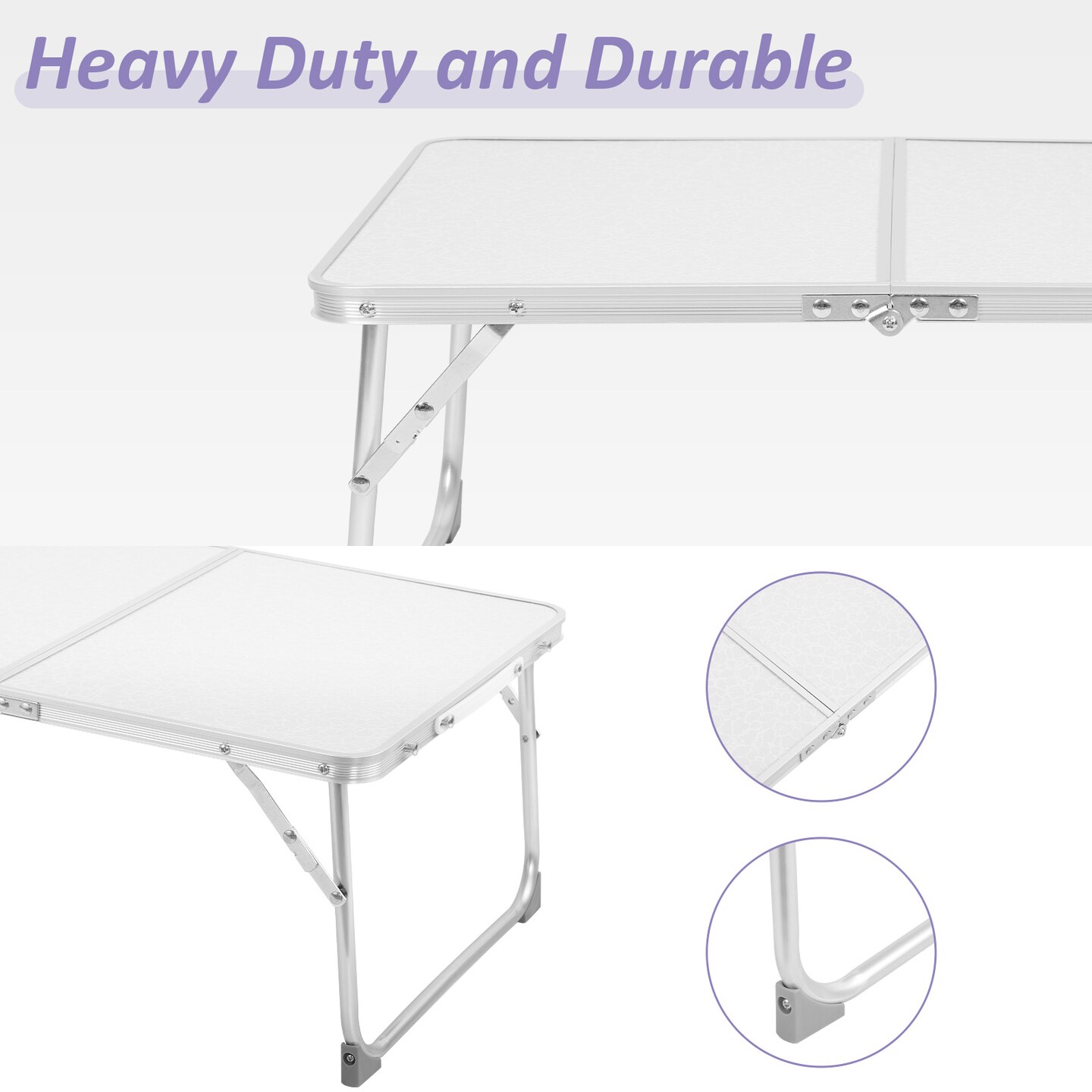 Portable Heavy-Duty Aluminum Folding Table - 23.6in x 15.7in for Indoor & Outdoor Use