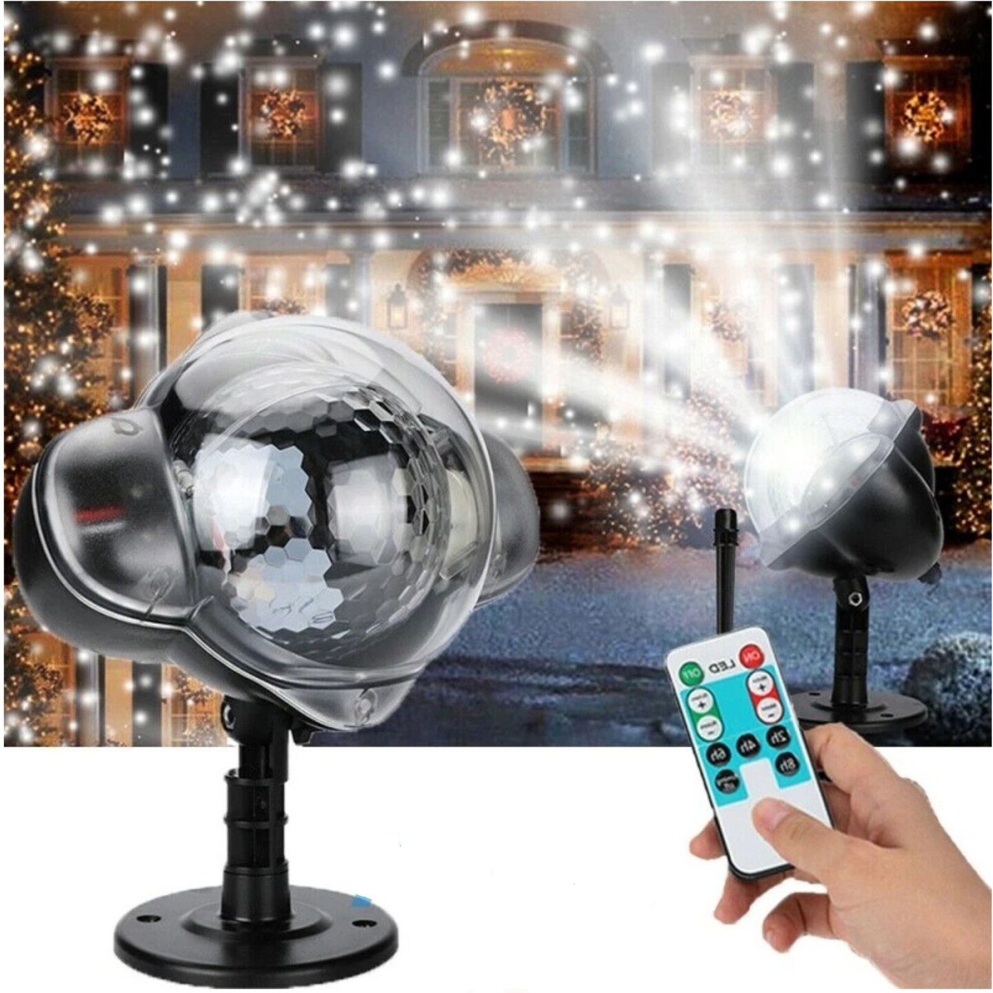 Remote Control Snowfall Snowflake LED Projector Light